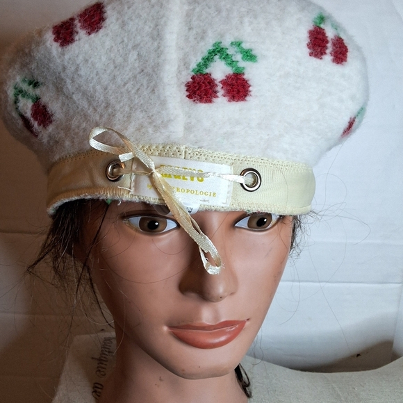 Maeve Anthropologie Cream Cherry Print Wool Blend Beret main image 14